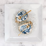 Statement Oysters in Classic Chinoiserie Pair with Mother of Pearl Spoons