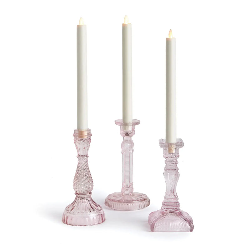 Estella Taper Candle Holders Large, Pink- Set of 3