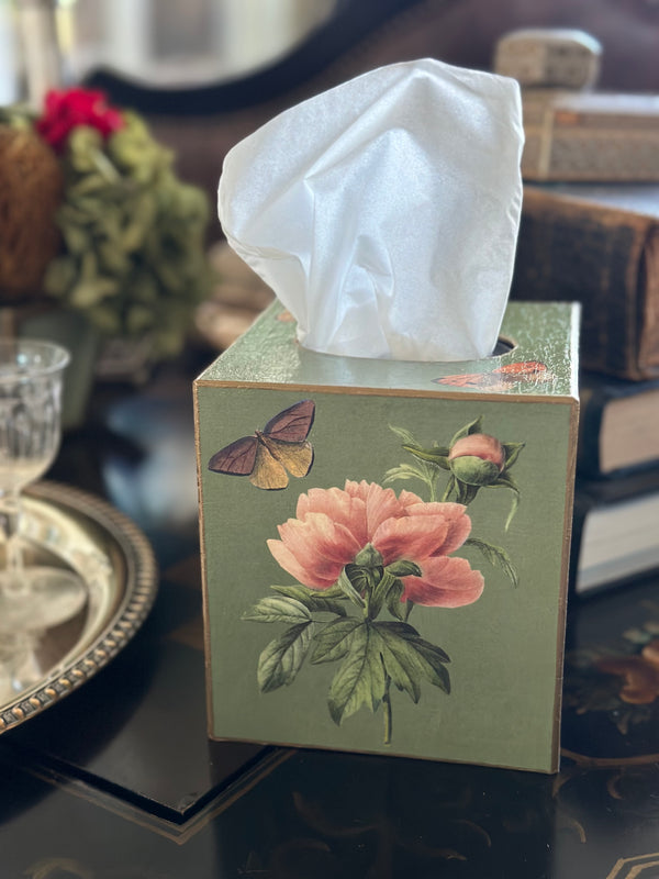 Sage Floral Tissue Box Cover
