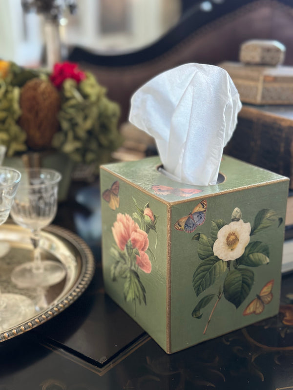 Sage Floral Tissue Box Cover
