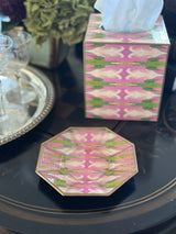 Cabana Pink Laura Park Decoupage Glass Plate