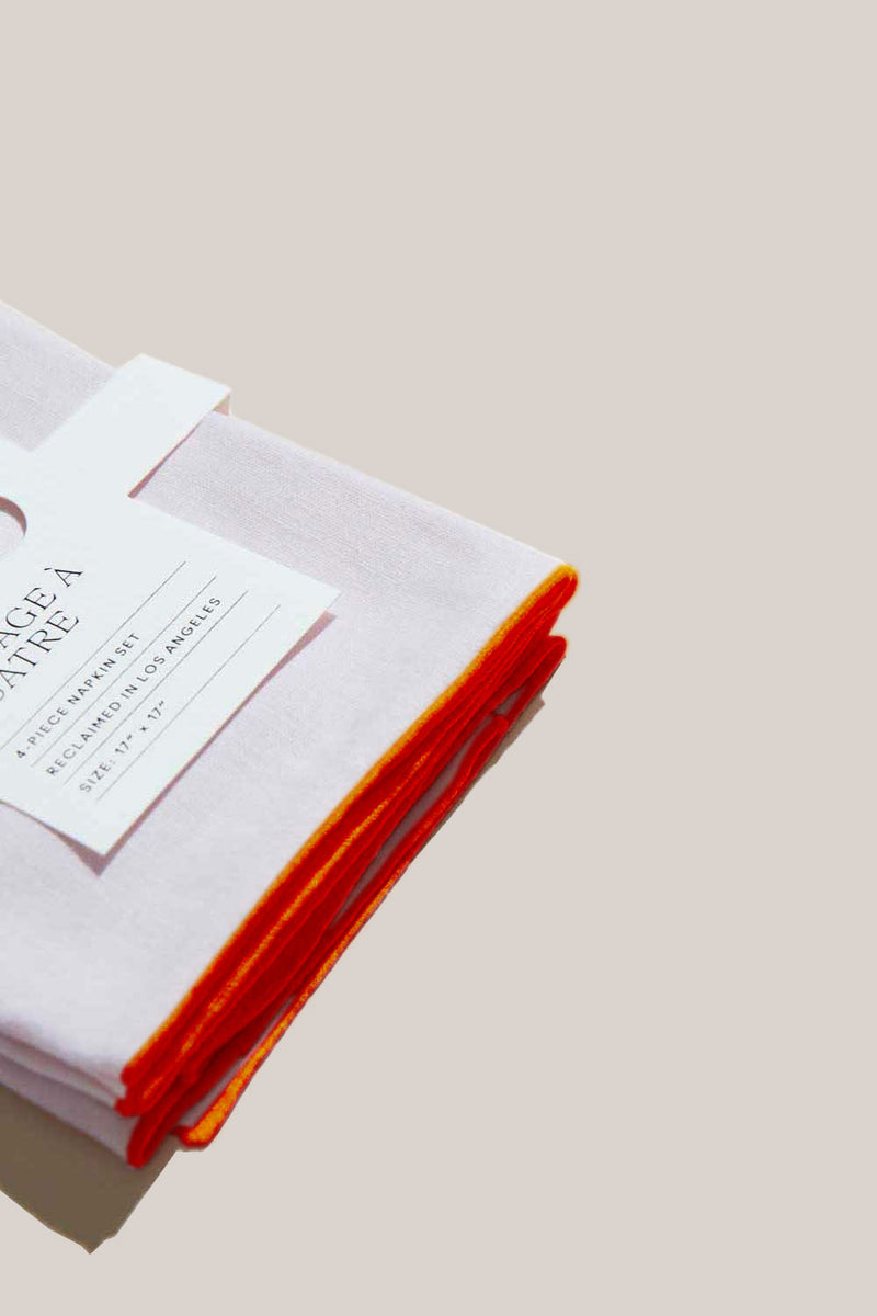 Atelier Saucier Blush Linen Orange Napkin-Set of 4
