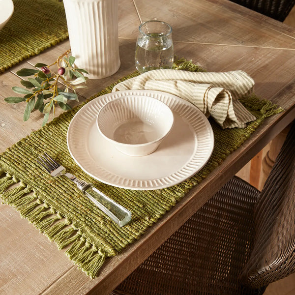 Rae Woven Fringe Placemat in Green