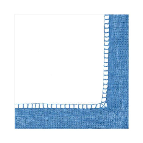 Caspari "Linen Border" Paper LUNCHEON Napkins in Blue