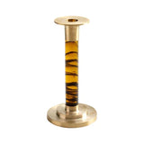 Caspari SMALL Brass and Resin Candlestick in Tortoiseshell