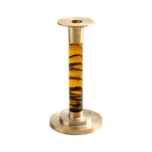 Caspari SMALL Brass and Resin Candlestick in Tortoiseshell