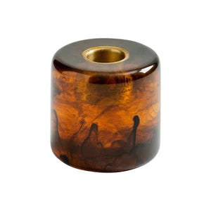 Caspari Cylinder Resin Candleholder in Tortoiseshell