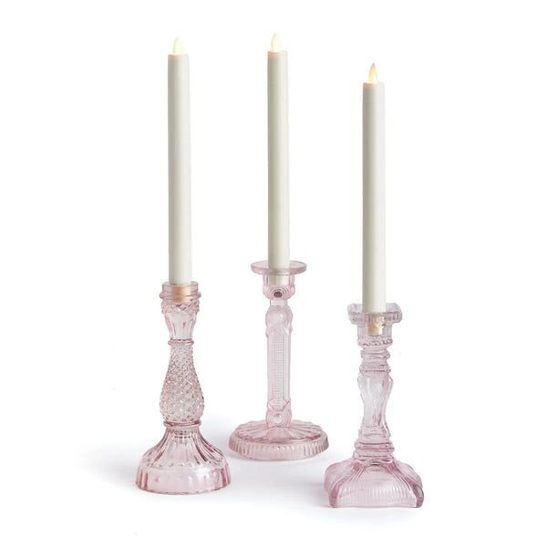 Estella Taper Candle Holders Large, Pink- Set of 3